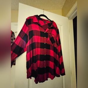 Red and black plaid top from Torrid.
